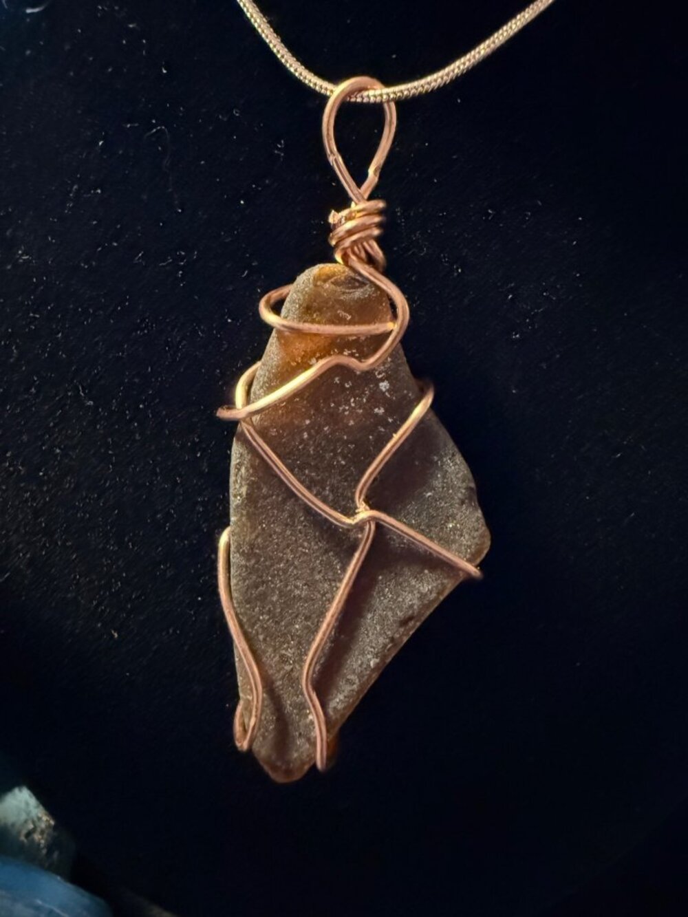 Caribbean Copper – Puerto Rico Sea Glass Wire-Wrapped Necklace